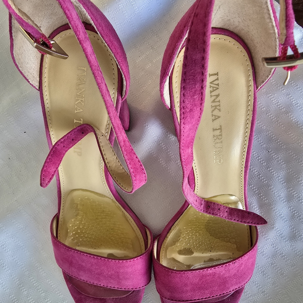 Ivanka Trump Fuchsia Suede Heels - Picture 2 of 4